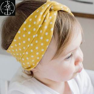 Hot sale Cute Polka Dot Cross kids Headband Baby Headwear