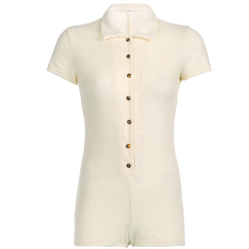 Ladies POLO Neck Short Sleeve Jumpsuit女士POLO领短袖连体短裤