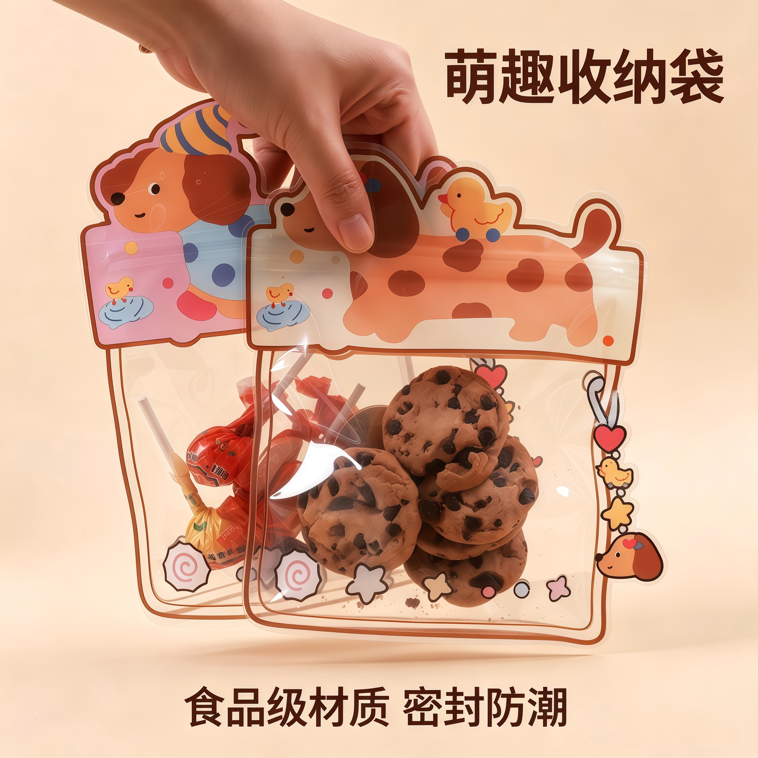 可爱卡通斑点狗儿童零食糖果巧克力曲奇饼干包装袋手作礼物密封袋