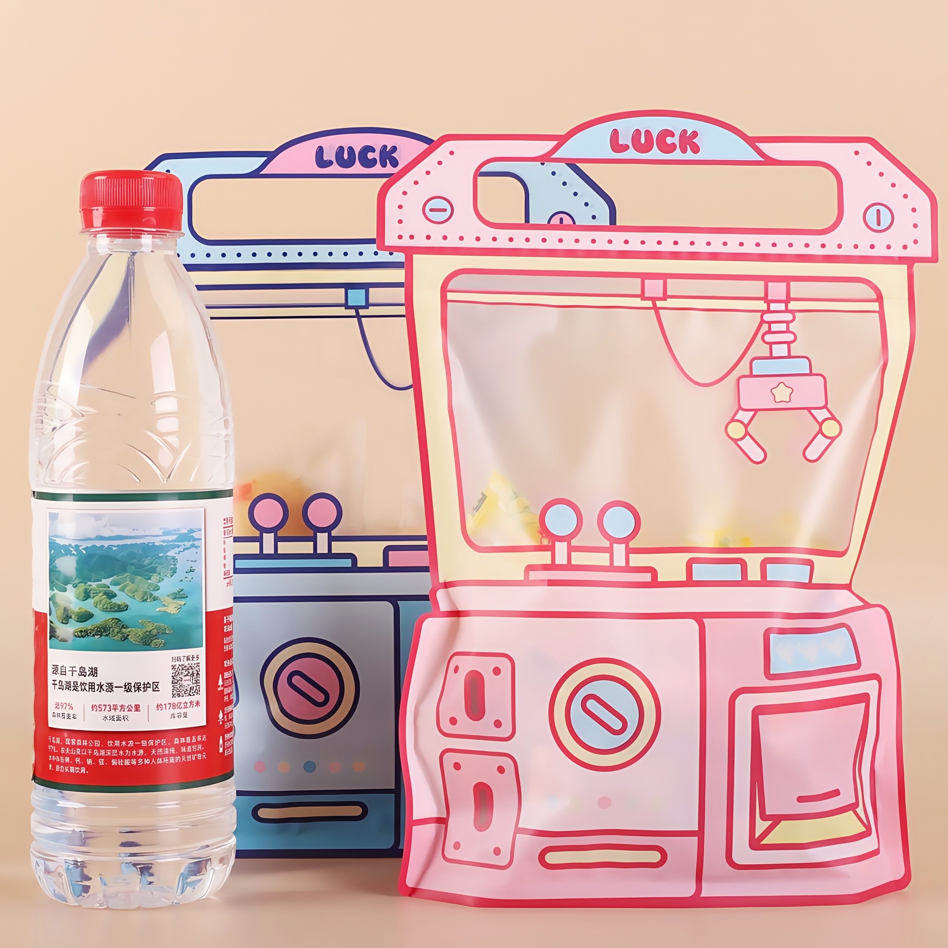 儿童卡通抓娃娃机磨砂半透明零食糖果礼物按压密封包装袋坚果袋子