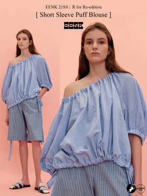 系带衬衫一字肩泡泡袖上衣现货