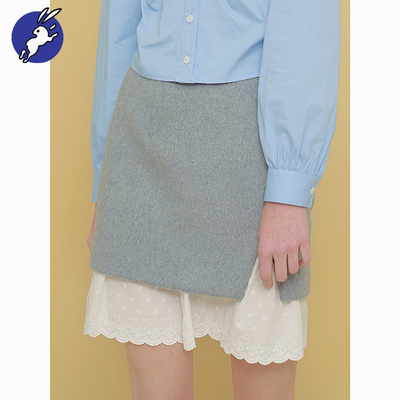 现货官方代理蕾丝拼接灰色半裙