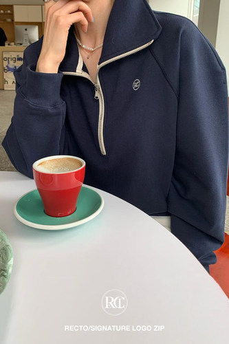 RECTO经典款拉链翻领卫衣