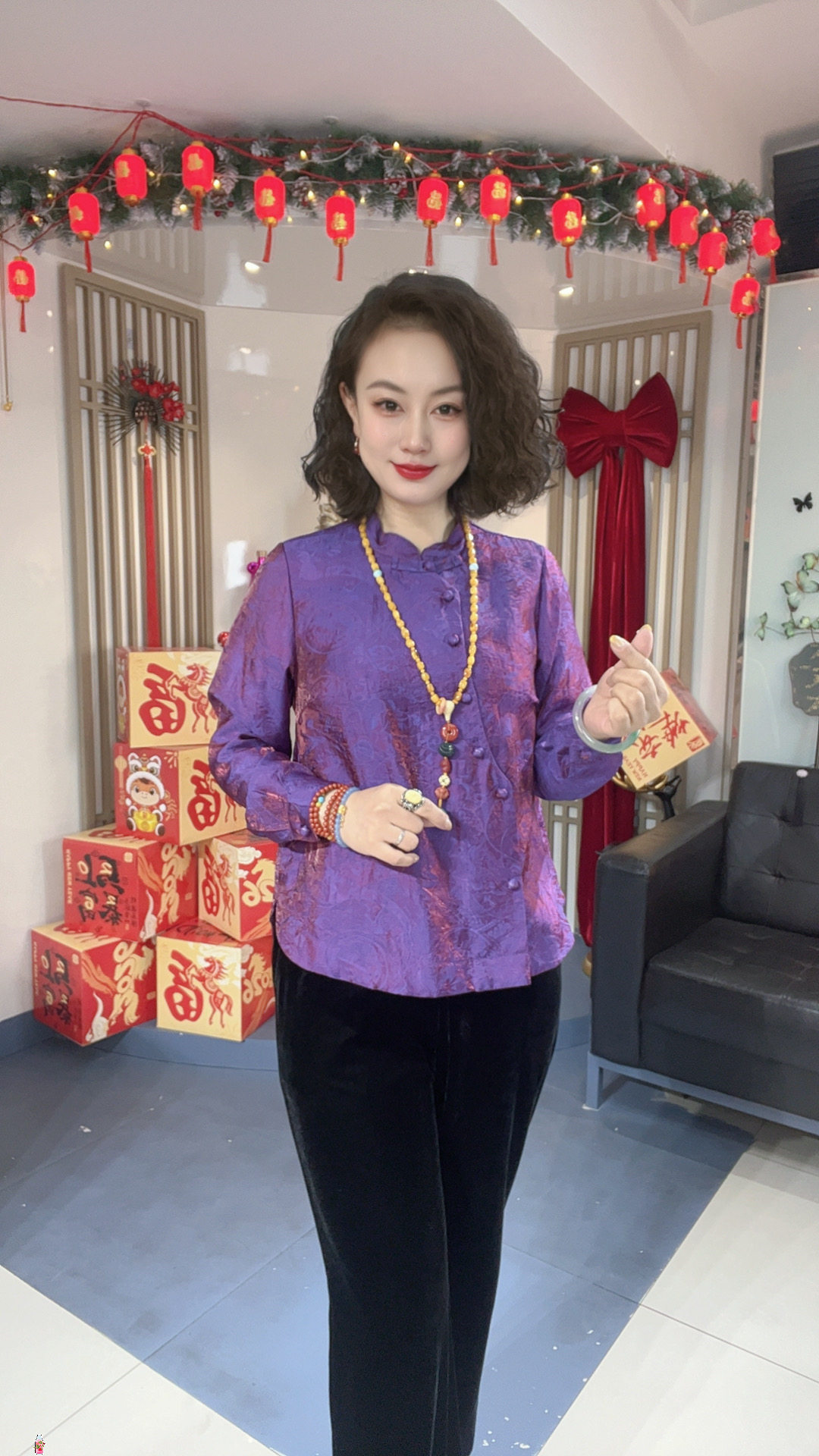 流光锦新中式国风盘扣立领上衣宽松遮肉超好看显肤色新款长袖衬衣
