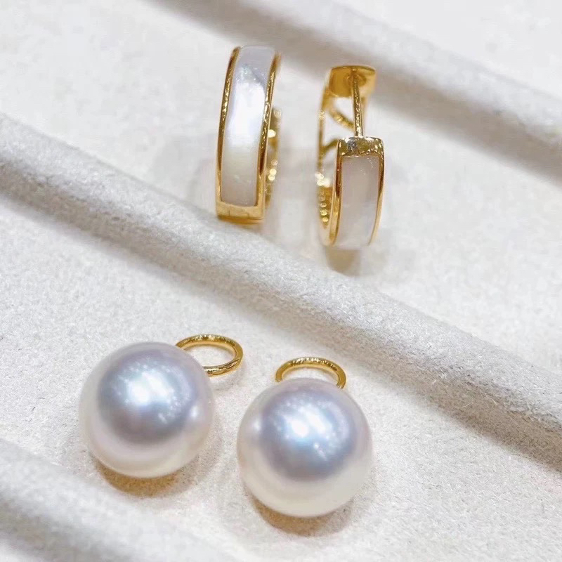 淡水真珍珠耳环耳圈耳扣大颗粒11-12-13正圆正品强光白色吊坠两用