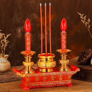 电蜡烛LED烛泡烛台供佛拜神关公观音殿荣华富贵电子蜡烛香炉灯