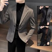 大码 冬季 抗皱呢子上衣 外套轻熟风高质感厚款 西服修身 男士 毛呢西装