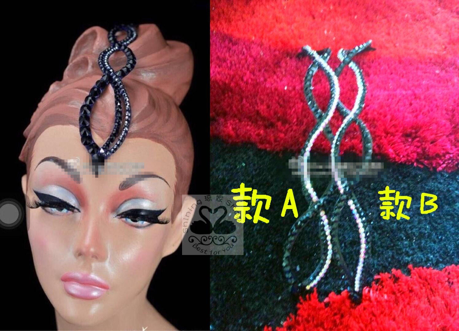 专业职业拉丁舞头饰摩登舞蹈比赛表演头饰发饰假发刘海复古假发