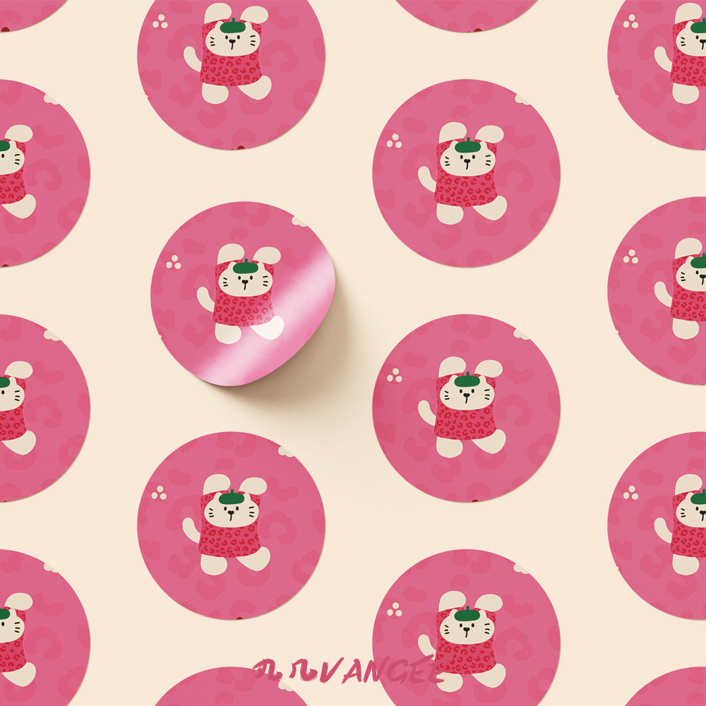 可爱卡通趣味贴纸莓果派对兔子贴