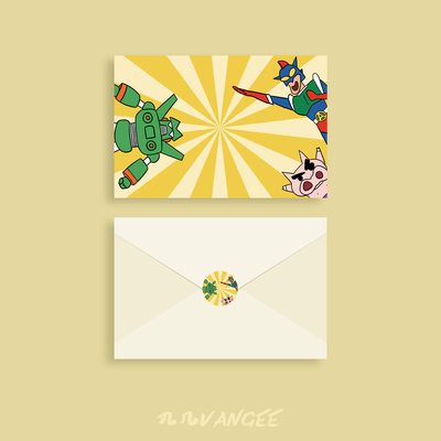 蜡笔小新动感超人左卫门贺卡卡片