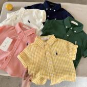 帅气宝宝时髦洋气男童衬衣休闲度假短袖 儿童夏季 薄款 新款 T恤 衬衫