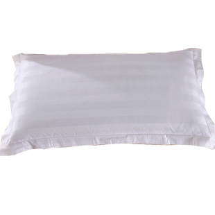 酒店宾馆旅店会所白色床上用品 T/C涤棉白色缎条枕套枕头套 定做