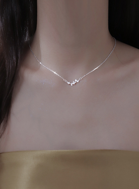银杏叶925纯银项链女锁骨链轻奢小众韩版ins甜美小清新森系吊坠夏
