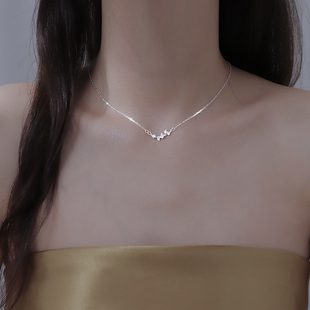 银杏叶925纯银项链女锁骨链轻奢小众韩版ins甜美小清新森系吊坠夏