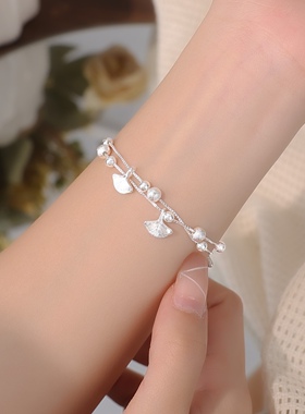 S925纯银三生有杏手链女小众设计感轻奢手饰百搭气质送女朋友礼物