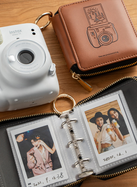 聚册方块拉链包instax拍立得mini相册相纸专用一宫格旅行相册照片收纳包迷你活页相册3寸照片收纳册