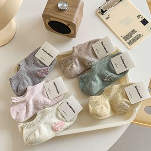 suxinaimin点子纱袜子女韩国ins浅口隐形袜脚底字母硅胶防滑不掉