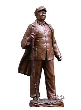 实心铜像摆件伟人主席长征