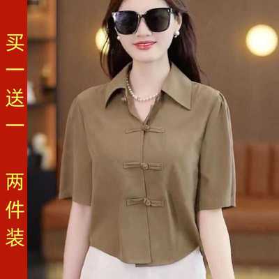 夏季设计感上衣盘扣爆款衬衫国风