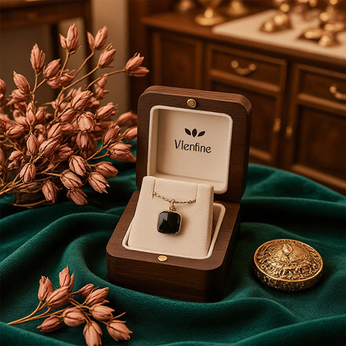 黑胡桃木吊坠盒实木质项链盒首饰