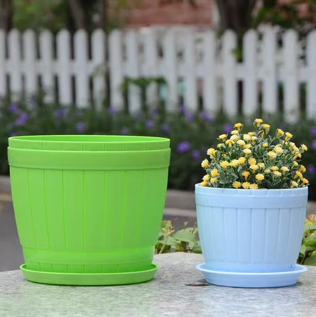 木桶塑料花盆花盆绿萝仿陶瓷多肉盆栽小花盆圆形大号加厚花盆