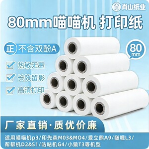 适用80x30喵喵机P3三寸不干胶纸小袁T3印先森M03帮帮机S1咕咕机G4