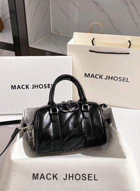 MACK JHOSEL轻奢小香风菱格波士顿包包2026新款高级感通勤枕头包