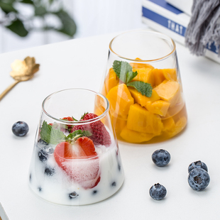 日式富士山玻璃杯威士忌杯啤酒杯水晶果汁杯子家用耐热甜品咖啡杯