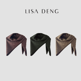 LISADENG【多变造型】邓肯羊毛大肚线花纱粗支三角围巾