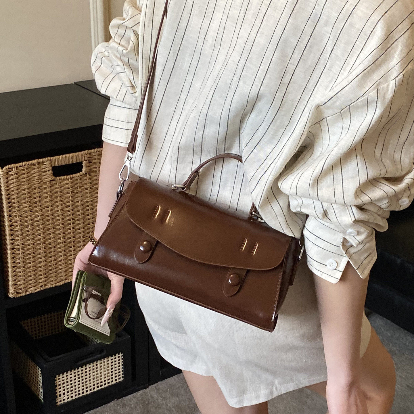 春季森系ins质感精致邮差包女2026新款百搭文艺单肩包复古小包包,箱包皮具/热销女包/男包,小方包,淘宝优惠券,粉丝福利购,淘宝优惠卷