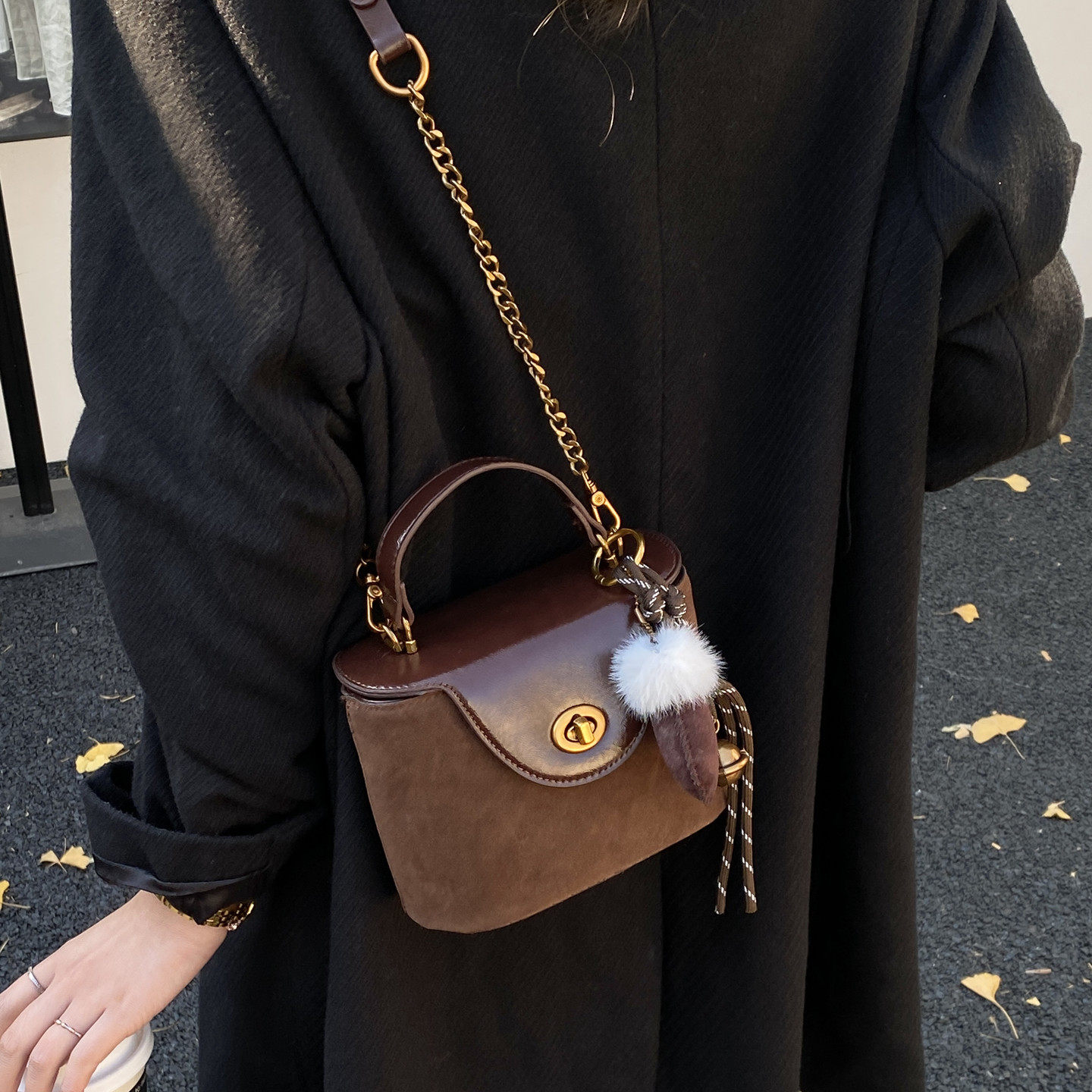 港风小众森系斜挎包女2025新款复古洋气单肩包百搭文艺手提小包包,箱包皮具/热销女包/男包,小方包,淘宝优惠券,粉丝福利购,淘宝优惠卷