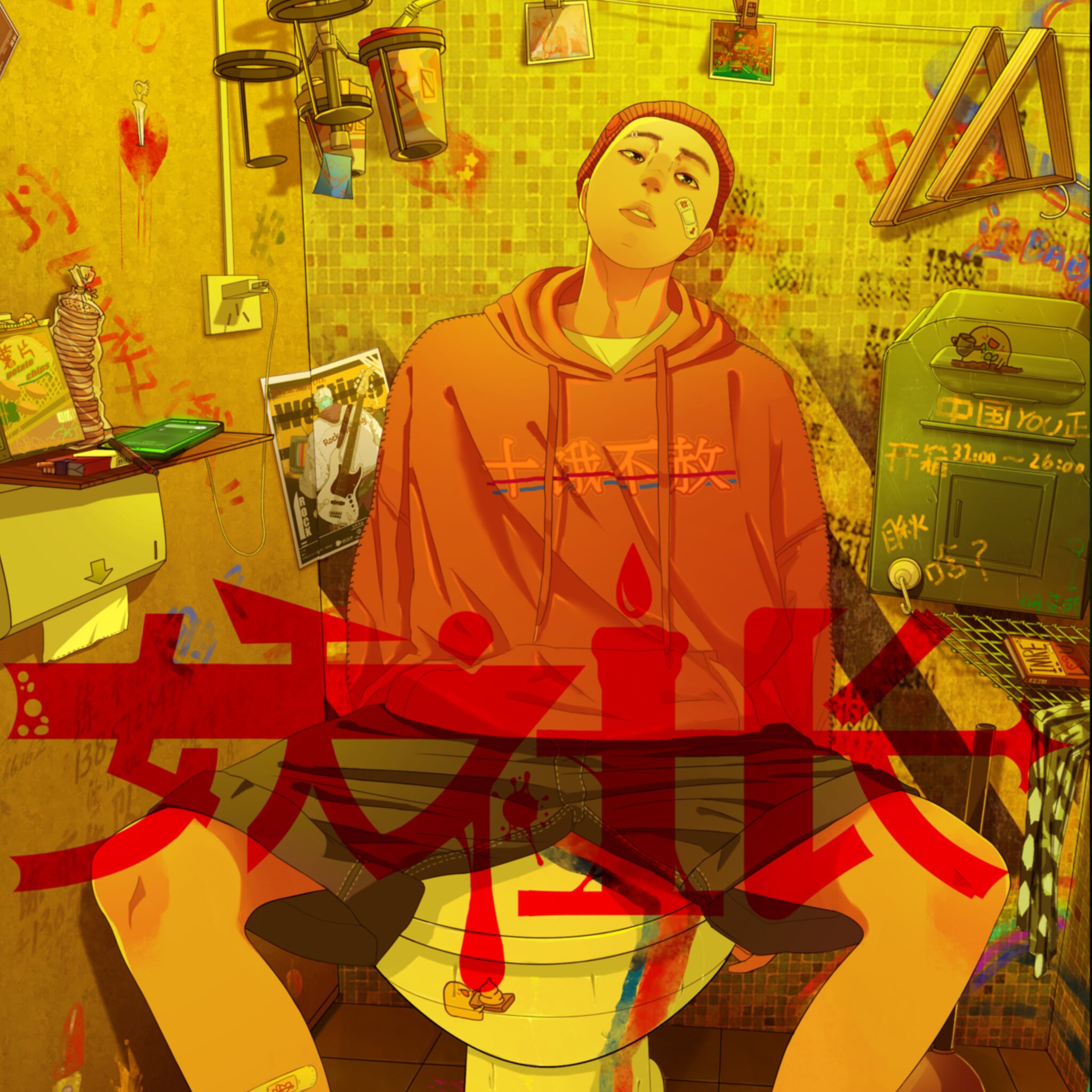 原创暗黑港式动漫画场景甜酷可爱头像赛博朋克情侣礼物照片转手绘