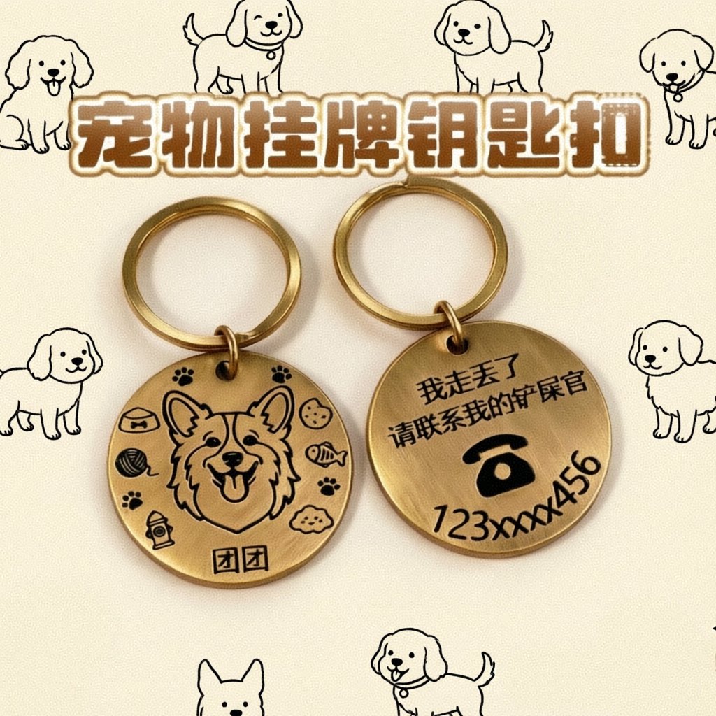 定制宠物名字挂牌钥匙扣 猫狗手挂饰/挂牌