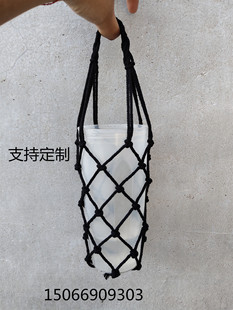 麻绳网兜网袋手摇杯手提网袋饮料杯保温杯水壶网袋酒瓶手提网兜