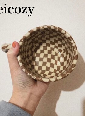 【现货清仓】Leicozy/Pollygarden LatteMags棋盘格纹咖啡马克杯