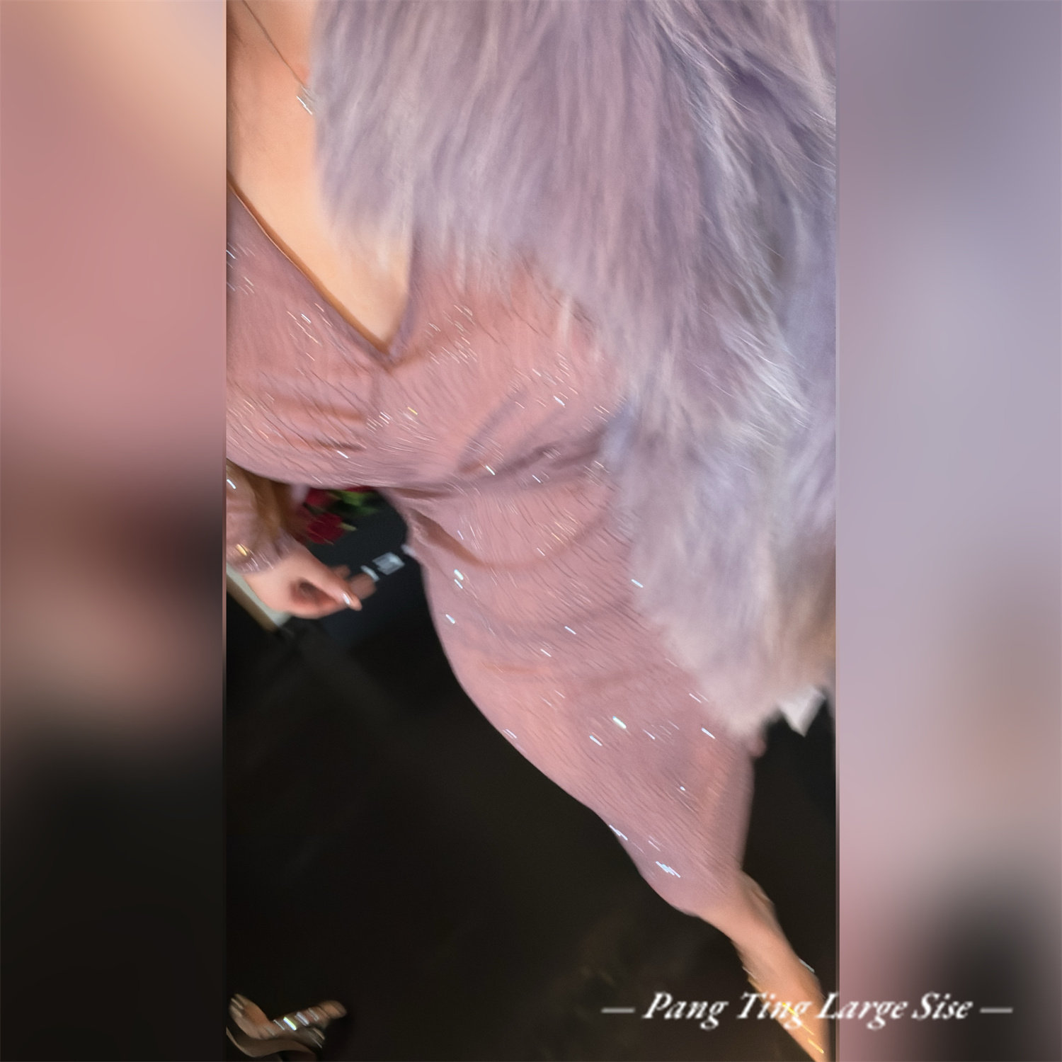 胖婷大码定制微胖mm「粉黛甜梦」秋冬气质名媛V领修身烫钻连衣裙,女装/女士精品,连衣裙,淘宝优惠券,粉丝福利购,淘宝优惠卷