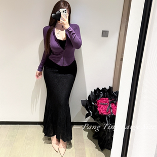 胖婷大码定制胖mm「LU风私服」纯欲辣妹修身绒感收腰外套长袖上衣