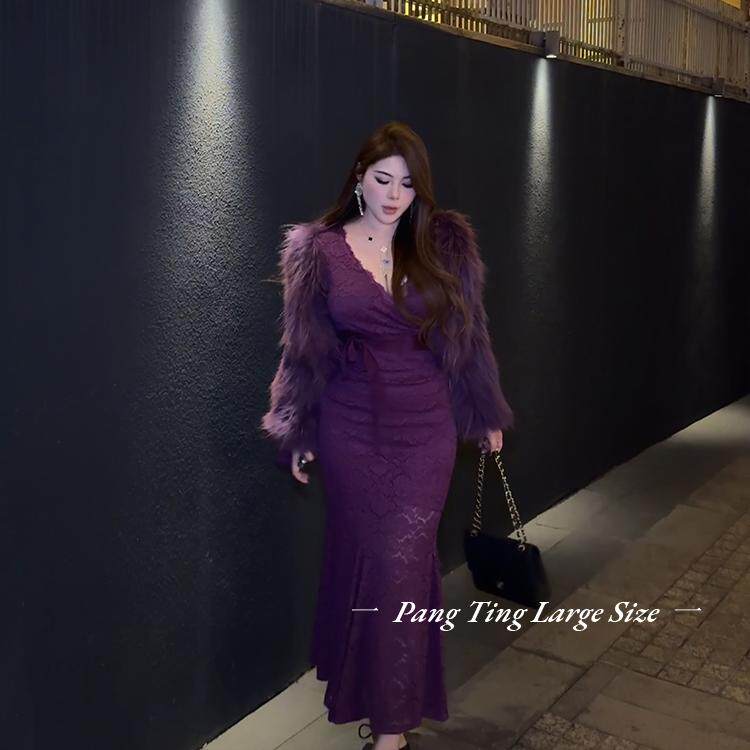 胖婷大码定制微胖mm「夜莺与玫瑰」加密加厚双面编织皮草外套时尚