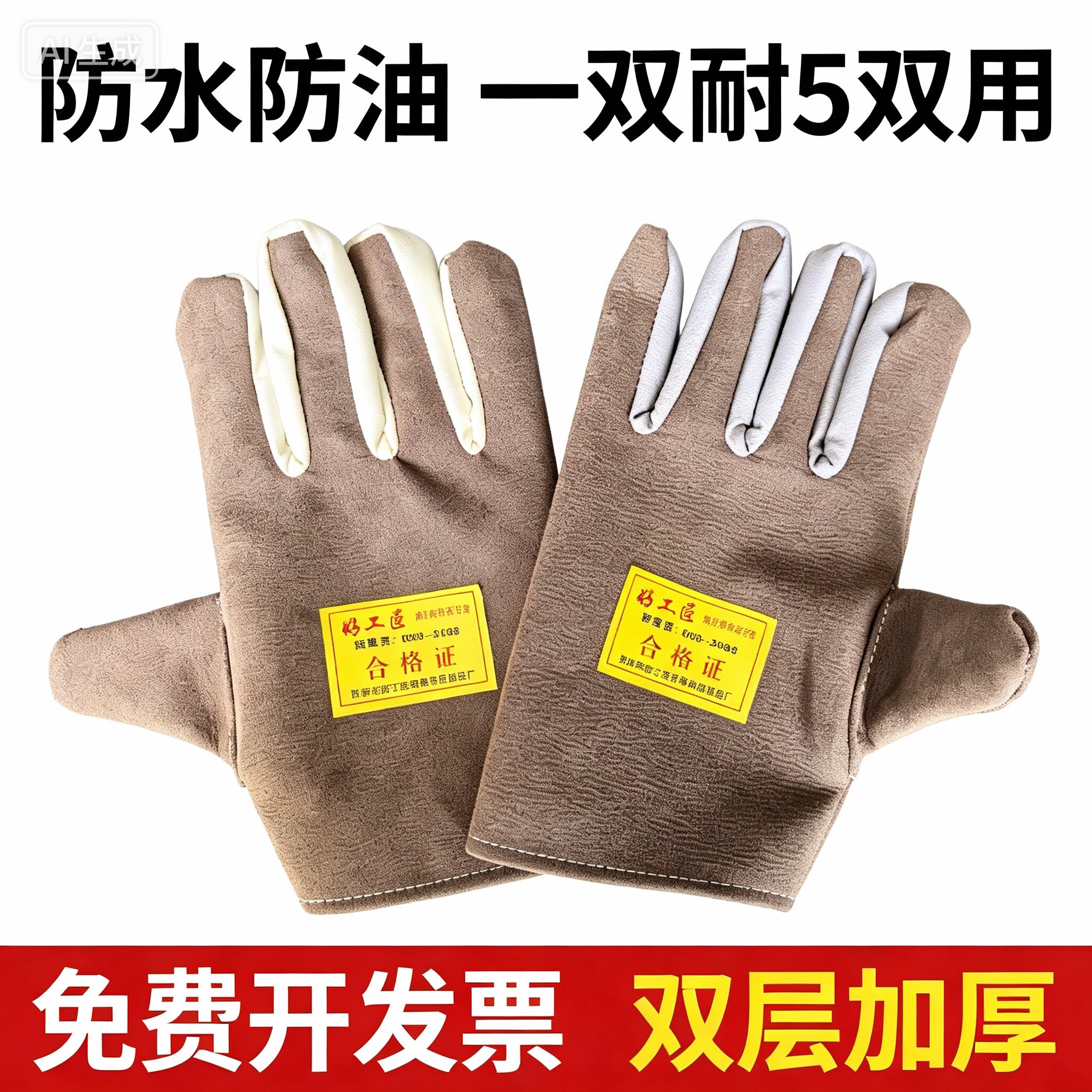 双层防水防油帆布耐磨耐造手套