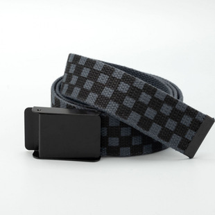 黑白棋盘格帆布腰带经典复刻格子纹简约男女通用牛仔裤带朋克皮带