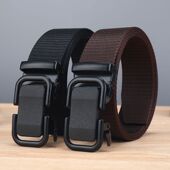 尼龙帆布男士 腰带 户外裤 腰带自动扣休闲时尚 编织皮带无牙战术工装