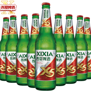 宁夏西夏啤酒X5夺命大红瓶12瓶装口服液叉五嘉士伯旗下京雪花熟黄