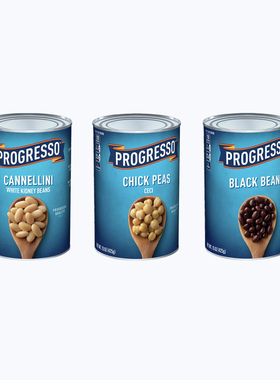 美国Progresso Bean美国浦氏黑豆白豆三角豆即食罐头需自备开罐器