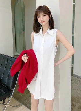 卡卡女装官方正品秋冬百搭叠穿加绒内搭衬衣棉麻无袖背心打底衬衫