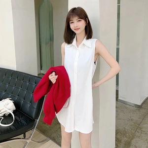 宽松叠穿加绒内搭棉麻无袖衬衫女