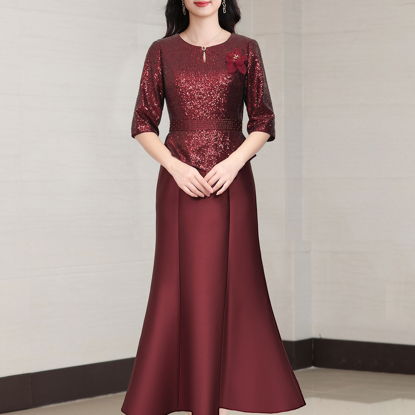 香薇姿喜婆婆婚宴装晚礼服鱼尾裙