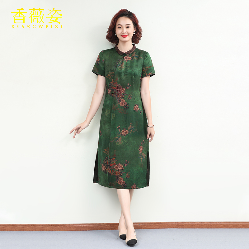 香薇姿复古A字裙真丝香云纱