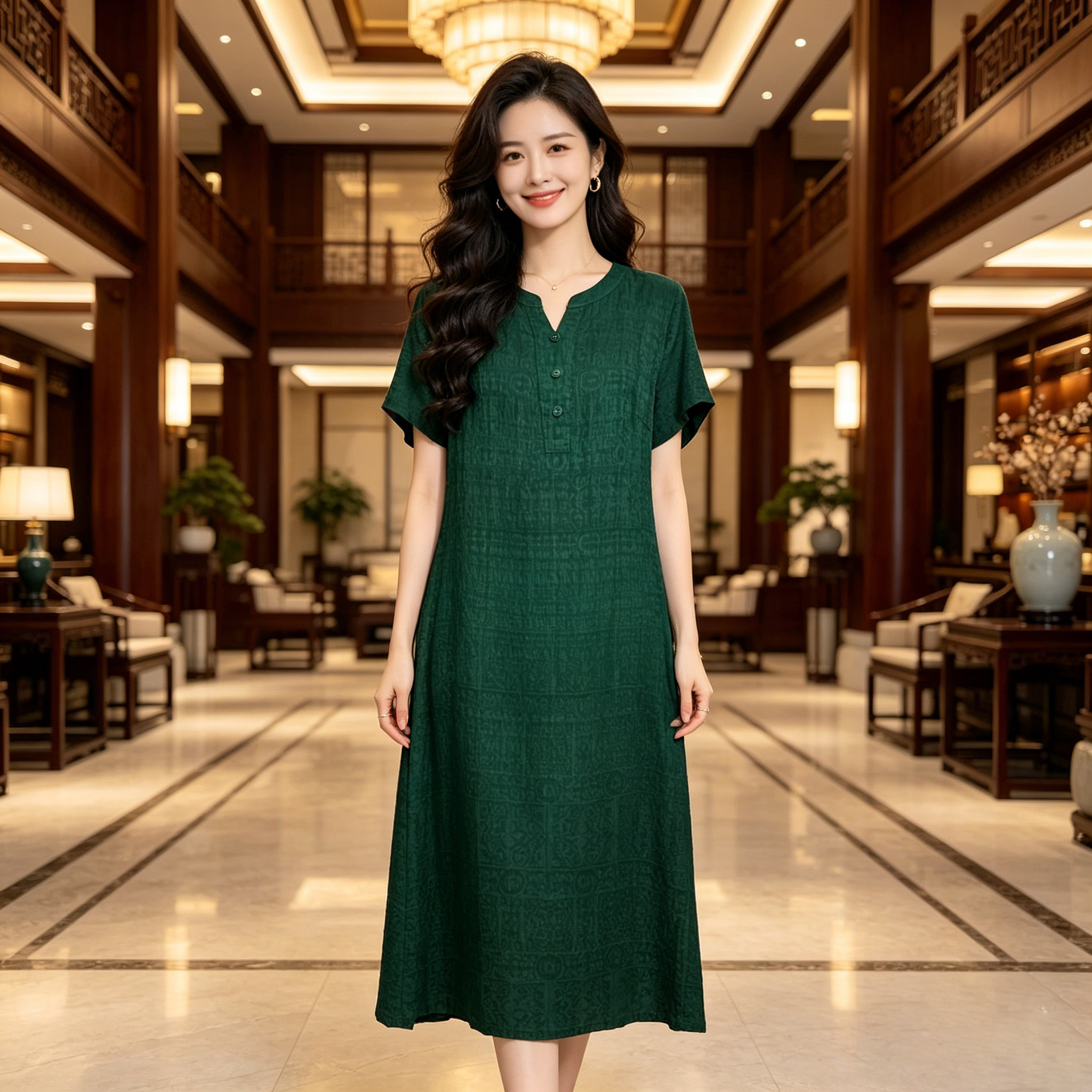 香薇姿夏季真丝香云纱连衣裙女2026新款短袖宽松两面穿桑蚕丝裙子