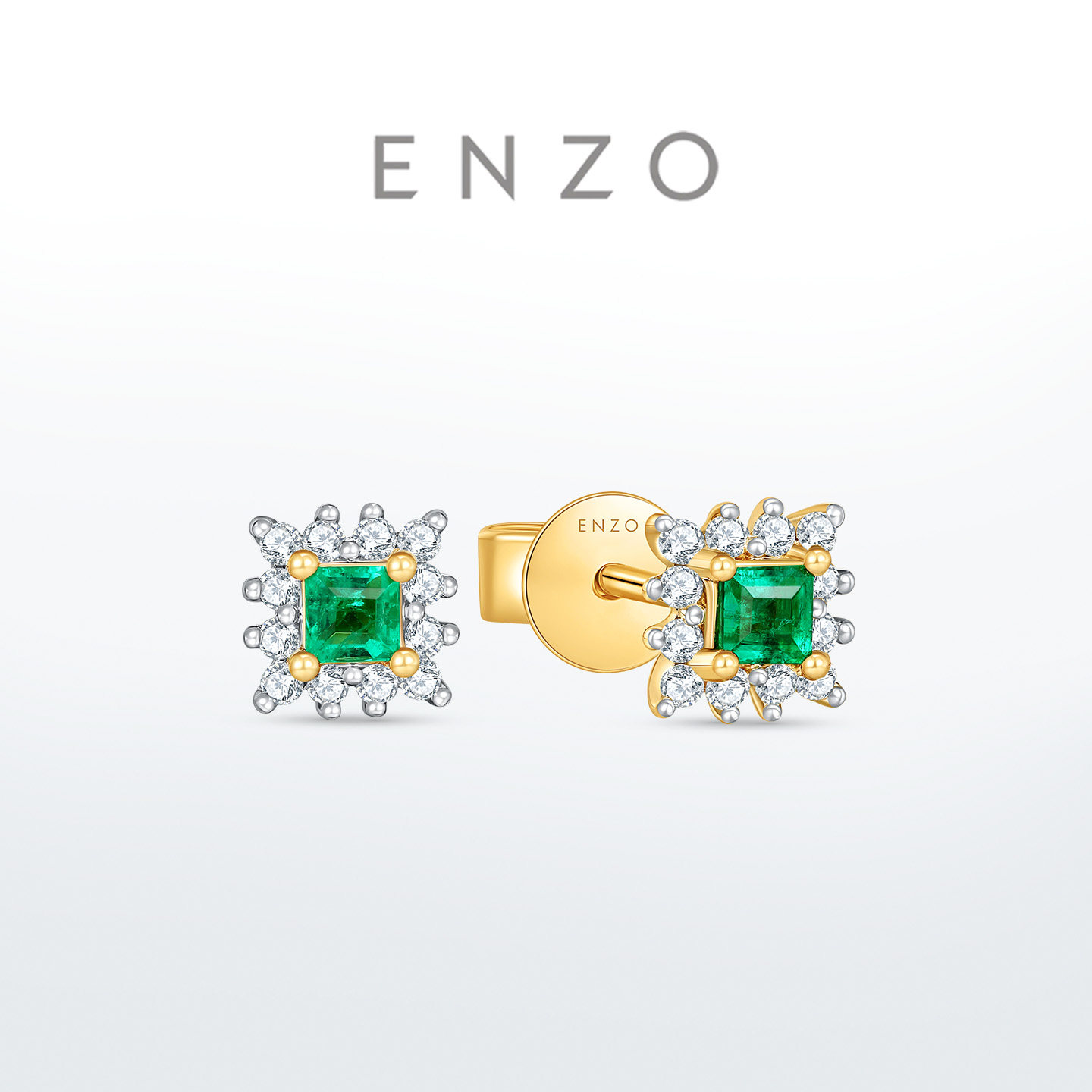 enzo商场同款18k金祖母绿耳环