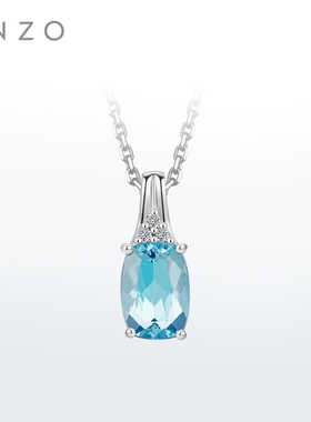 新款ENZO「典雅系列」18K金海蓝宝钻石吊坠时尚女送银链新年礼物